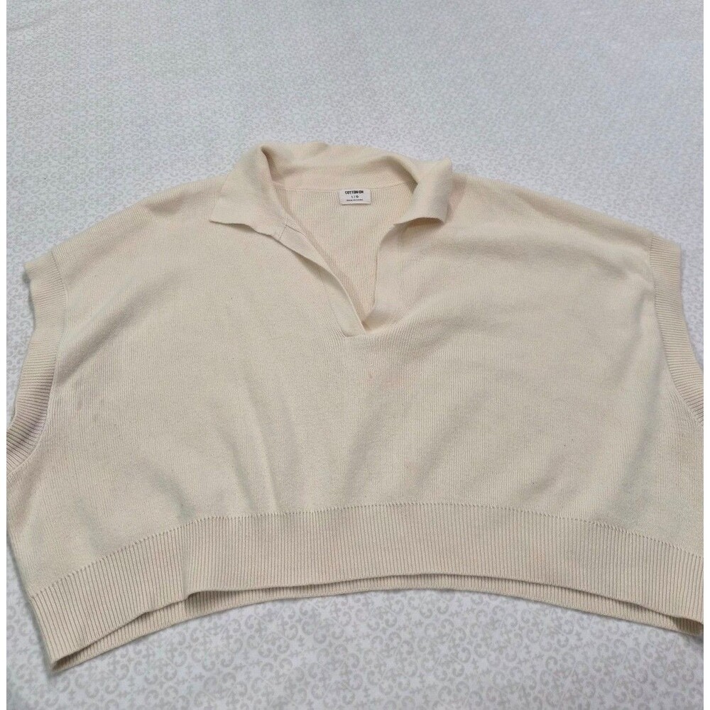 Cotton On Cream Knit Polo Vest